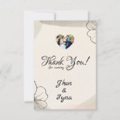 Elegant Minimalist Flower With Photo サンキューカード (正面)