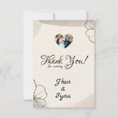 Elegant Minimalist Flower With Photo サンキューカード (裏面)