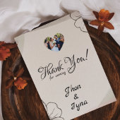 Elegant Minimalist Flower With Photo サンキューカード