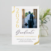 Elegant Minimalist Foil Graduation Announcement 箔招待状 (立ち正面)