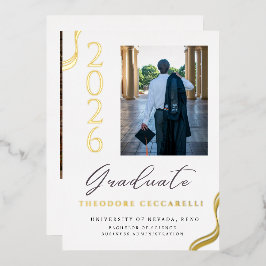 Elegant Minimalist Foil Graduation Announcement 箔招待状