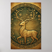 Elegant Minimalist Forest Deer Fine Art  ポスター (正面)
