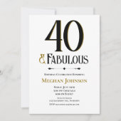 Elegant Minimalist Forty and Fabulous Birthday 招待状 (正面)