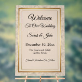 Elegant Minimalist Gold Frame & Floral  アクリルサイン (ニュートラル)