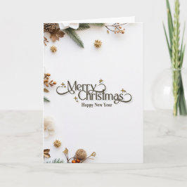 Elegant Minimalist Gold 'Merry Christmas' Holiday  カード