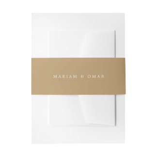 Elegant Minimalist Gold Monogram Wedding 招待状ベリーバンド