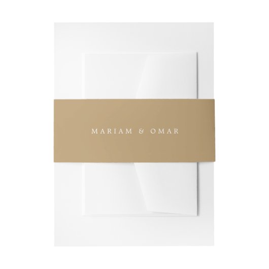 Elegant Minimalist Gold Monogram Wedding 招待状ベリーバンド (正面例)