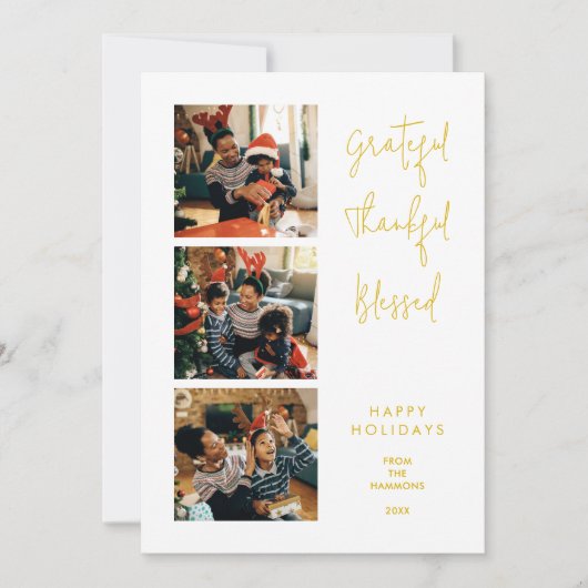 Elegant Minimalist Gold Script 3 Multi Photos シーズンカード (正面)