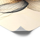 Elegant Minimalist Gold & Sheer Beige Floral Botan ポスター (角)
