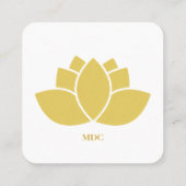 Elegant Minimalist Golden Lotus Flower スクエア名刺 (裏面)