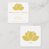 Elegant Minimalist Golden Lotus Flower スクエア名刺 (正面/裏面)