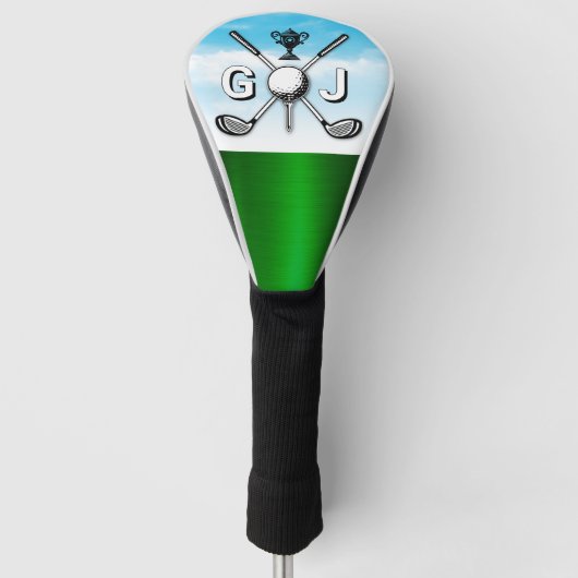 Elegant Minimalist Golf Monogram ゴルフヘッドカバー (正面)