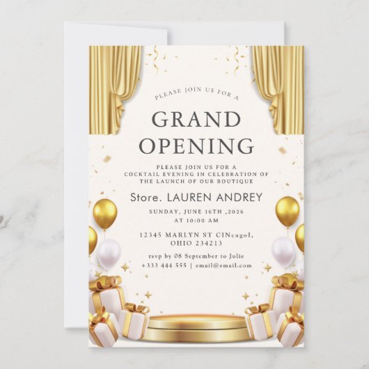 Elegant Minimalist Grand Opening Invitation 招待状 (正面)