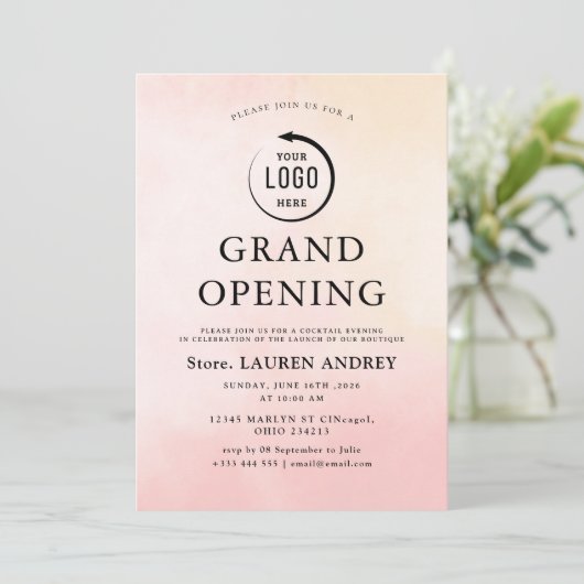 Elegant Minimalist Grand Opening Invitation 招待状 (スタンド正面)