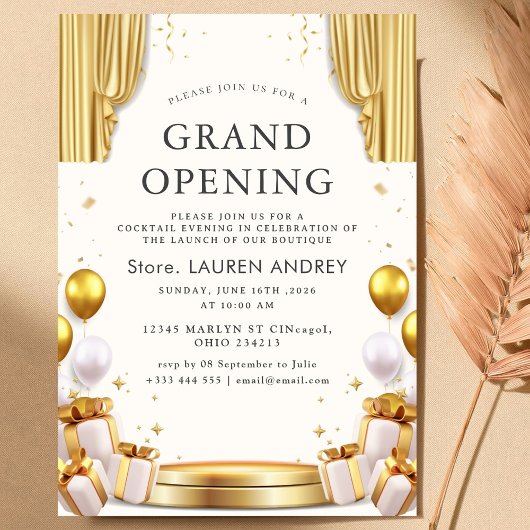 Elegant Minimalist Grand Opening Invitation 招待状