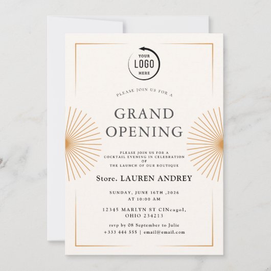 Elegant Minimalist Grand Opening Invitation 招待状 (正面)