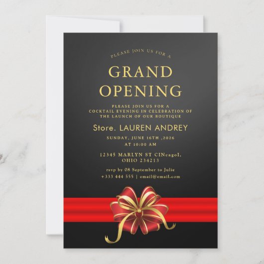 Elegant Minimalist Grand Opening Invitation 招待状 (正面)