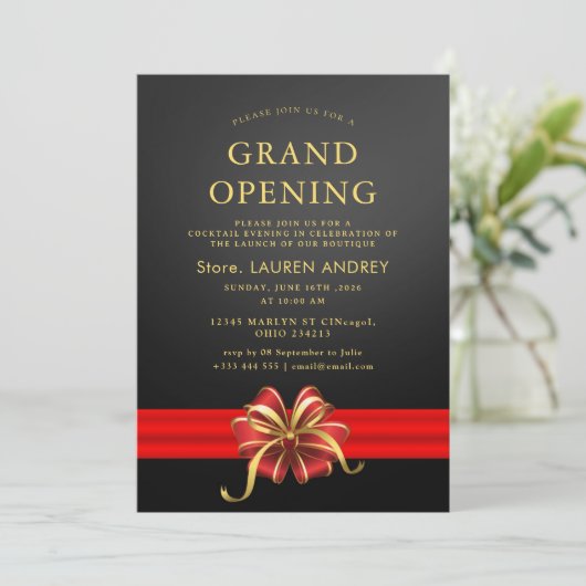 Elegant Minimalist Grand Opening Invitation 招待状 (スタンド正面)