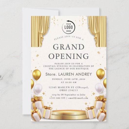 Elegant Minimalist Grand Opening Invitation 招待状 (正面)
