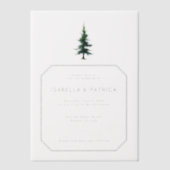 Elegant Minimalist Green Tree ベラム紙招待状 (正面)