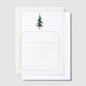 Elegant Minimalist Green Tree ベラム紙招待状 (オフセット)