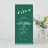 Elegant Minimalist Green Wedding Flat Menu Card メニュー (スタンド正面)