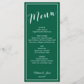 Elegant Minimalist Green Wedding Flat Menu Card メニュー (正面)