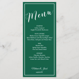 Elegant Minimalist Green Wedding Flat Menu Card メニュー