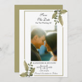 Elegant Minimalist Greenery Save The Date セーブザデート (正面/裏面)
