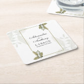 Elegant Minimalist Greenery Wedding  スクエアペーパーコースター (アングル)