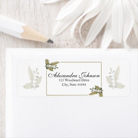 Elegant Minimalist Greenery Wedding ラベル (インサイチュ)