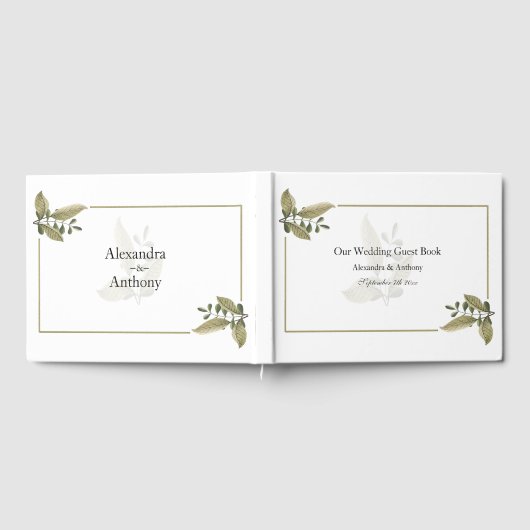Elegant Minimalist Greenery Wedding Guest Book ゲストブック (全面)