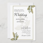 Elegant Minimalist Greenery Wedding Invitation 招待状 (正面)