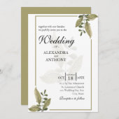 Elegant Minimalist Greenery Wedding Invitation 招待状 (正面/裏面)