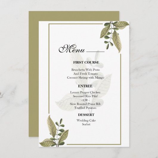 Elegant Minimalist Greenery Wedding  Menu メニュー (正面/裏面)