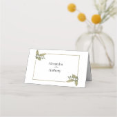 Elegant Minimalist Greenery Wedding Place Card プレイスカード (裏面)