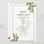 Elegant Minimalist Greenery Wedding Program プログラム (正面/裏面)
