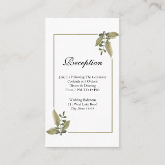 Elegant Minimalist Greenery Wedding Reception エンクロージャーカード