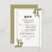 Elegant Minimalist Greenery Wedding RSVP Card (正面/裏面)