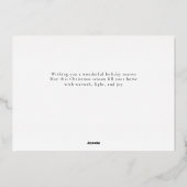 Elegant Minimalist Greneery Christmas Family Photo 箔シーズンカード (裏面)