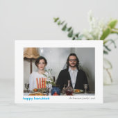 Elegant Minimalist Happy Hanukkah Family 1 Photo シーズンカード (スタンド正面)