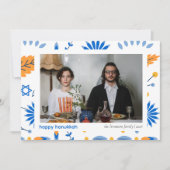 Elegant Minimalist Happy Hanukkah Family 1 Photo シーズンカード (正面)