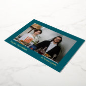 Elegant Minimalist Happy Hanukkah Family 1 Photo 箔シーズンカード (回転した状態)