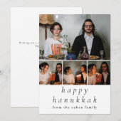 Elegant Minimalist Happy Hanukkah Family 4 Photo シーズンカード (正面/裏面)