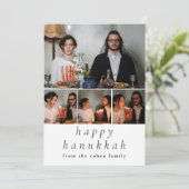 Elegant Minimalist Happy Hanukkah Family 4 Photo シーズンカード (スタンド正面)