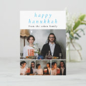 Elegant Minimalist Happy Hanukkah Family 4 Photo シーズンカード (スタンド正面)