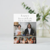 Elegant Minimalist Happy Hanukkah Family 4 Photo シーズンポストカード (スタンド正面)