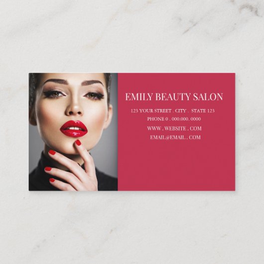 Elegant Minimalist Hot Pink Professional photo 名刺 (裏面)