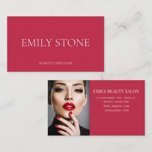 Elegant Minimalist Hot Pink Professional photo 名刺 (正面/裏面)