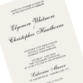 Elegant Minimalist Ivory Calligraphy Wedding 招待状